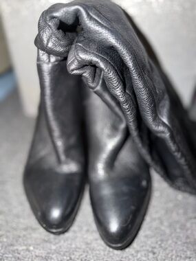 Ivanka Trump Black Leather Boots with Subtle Shine